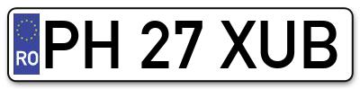 Placuta inmatriculare numar auto  PH-27-XUB, PH 27 XUB, PH27XUB