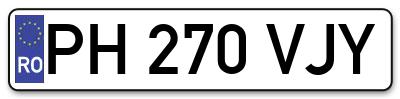 Placuta inmatriculare numar auto  PH-270-VJY, PH 270 VJY, PH270VJY