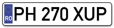 Placuta inmatriculare numar auto  PH-270-XUP, PH 270 XUP, PH270XUP