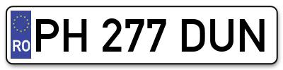 Placuta inmatriculare numar auto  PH-277-DUN, PH 277 DUN, PH277DUN