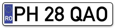 Placuta inmatriculare numar auto  PH-28-QAO, PH 28 QAO, PH28QAO