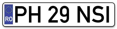 Placuta inmatriculare numar auto  PH-29-NSI, PH 29 NSI, PH29NSI