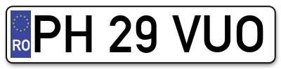 Placuta inmatriculare numar auto  PH-29-VUO, PH 29 VUO, PH29VUO