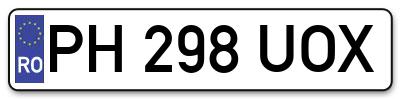 Placuta inmatriculare numar auto  PH-298-UOX, PH 298 UOX, PH298UOX