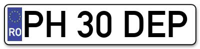 Placuta inmatriculare numar auto  PH-30-DEP, PH 30 DEP, PH30DEP