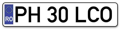 Placuta inmatriculare numar auto  PH-30-LCO, PH 30 LCO, PH30LCO