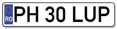 Placuta inmatriculare numar auto  PH-30-LUP, PH 30 LUP, PH30LUP