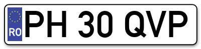 Placuta inmatriculare numar auto  PH-30-QVP, PH 30 QVP, PH30QVP