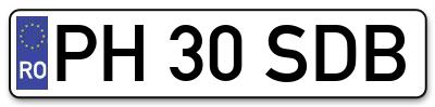 Placuta inmatriculare numar auto  PH-30-SDB, PH 30 SDB, PH30SDB