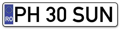 Placuta inmatriculare numar auto  PH-30-SUN, PH 30 SUN, PH30SUN