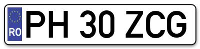 Placuta inmatriculare numar auto  PH-30-ZCG, PH 30 ZCG, PH30ZCG