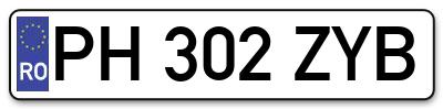 Placuta inmatriculare numar auto  PH-302-ZYB, PH 302 ZYB, PH302ZYB
