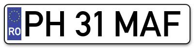 Placuta inmatriculare numar auto  PH-31-MAF, PH 31 MAF, PH31MAF