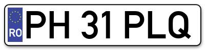 Placuta inmatriculare numar auto  PH-31-PLQ, PH 31 PLQ, PH31PLQ