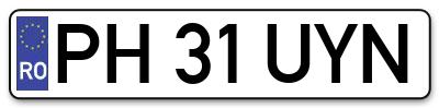 Placuta inmatriculare numar auto  PH-31-UYN, PH 31 UYN, PH31UYN
