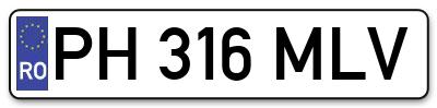Placuta inmatriculare numar auto  PH-316-MLV, PH 316 MLV, PH316MLV