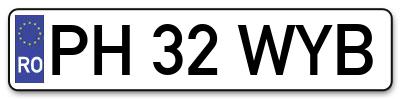 Placuta inmatriculare numar auto  PH-32-WYB, PH 32 WYB, PH32WYB
