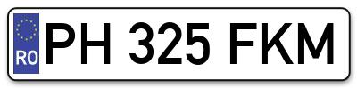 Placuta inmatriculare numar auto  PH-325-FKM, PH 325 FKM, PH325FKM