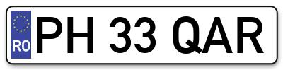 Placuta inmatriculare numar auto  PH-33-QAR, PH 33 QAR, PH33QAR