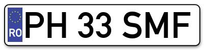 Placuta inmatriculare numar auto  PH-33-SMF, PH 33 SMF, PH33SMF