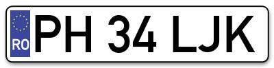 Placuta inmatriculare numar auto  PH-34-LJK, PH 34 LJK, PH34LJK