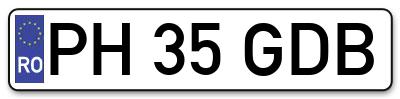Placuta inmatriculare numar auto  PH-35-GDB, PH 35 GDB, PH35GDB