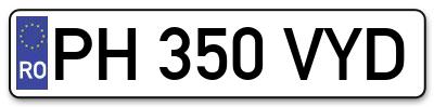 Placuta inmatriculare numar auto  PH-350-VYD, PH 350 VYD, PH350VYD