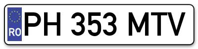 Placuta inmatriculare numar auto  PH-353-MTV, PH 353 MTV, PH353MTV