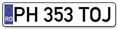Placuta inmatriculare numar auto  PH-353-TOJ, PH 353 TOJ, PH353TOJ