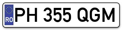 Placuta inmatriculare numar auto  PH-355-QGM, PH 355 QGM, PH355QGM