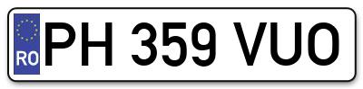 Placuta inmatriculare numar auto  PH-359-VUO, PH 359 VUO, PH359VUO