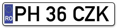 Placuta inmatriculare numar auto  PH-36-CZK, PH 36 CZK, PH36CZK