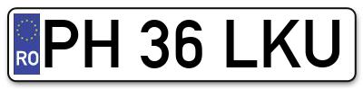 Placuta inmatriculare numar auto  PH-36-LKU, PH 36 LKU, PH36LKU