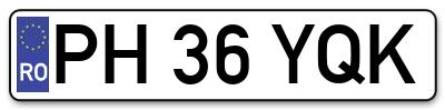 Placuta inmatriculare numar auto  PH-36-YQK, PH 36 YQK, PH36YQK