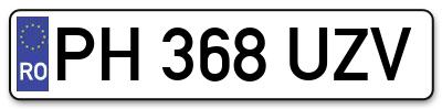 Placuta inmatriculare numar auto  PH-368-UZV, PH 368 UZV, PH368UZV