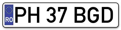 Placuta inmatriculare numar auto  PH-37-BGD, PH 37 BGD, PH37BGD
