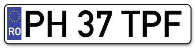 Placuta inmatriculare numar auto  PH-37-TPF, PH 37 TPF, PH37TPF