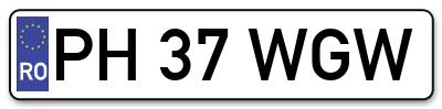 Placuta inmatriculare numar auto  PH-37-WGW, PH 37 WGW, PH37WGW