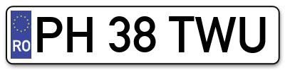 Placuta inmatriculare numar auto  PH-38-TWU, PH 38 TWU, PH38TWU