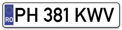 Placuta inmatriculare numar auto  PH-381-KWV, PH 381 KWV, PH381KWV