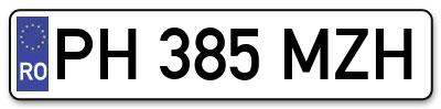 Placuta inmatriculare numar auto  PH-385-MZH, PH 385 MZH, PH385MZH