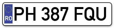 Placuta inmatriculare numar auto  PH-387-FQU, PH 387 FQU, PH387FQU