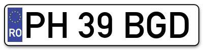 Placuta inmatriculare numar auto  PH-39-BGD, PH 39 BGD, PH39BGD
