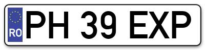 Placuta inmatriculare numar auto  PH-39-EXP, PH 39 EXP, PH39EXP