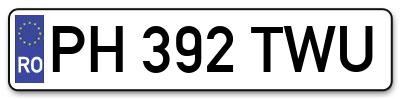 Placuta inmatriculare numar auto  PH-392-TWU, PH 392 TWU, PH392TWU