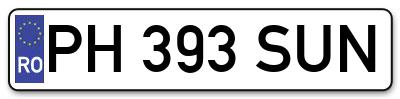 Placuta inmatriculare numar auto  PH-393-SUN, PH 393 SUN, PH393SUN