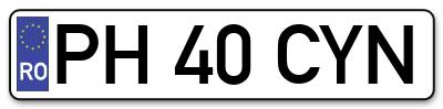 Placuta inmatriculare numar auto  PH-40-CYN, PH 40 CYN, PH40CYN