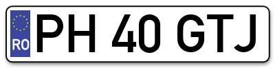 Placuta inmatriculare numar auto  PH-40-GTJ, PH 40 GTJ, PH40GTJ