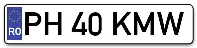 Placuta inmatriculare numar auto  PH-40-KMW, PH 40 KMW, PH40KMW
