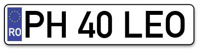 Placuta inmatriculare numar auto  PH-40-LEO, PH 40 LEO, PH40LEO